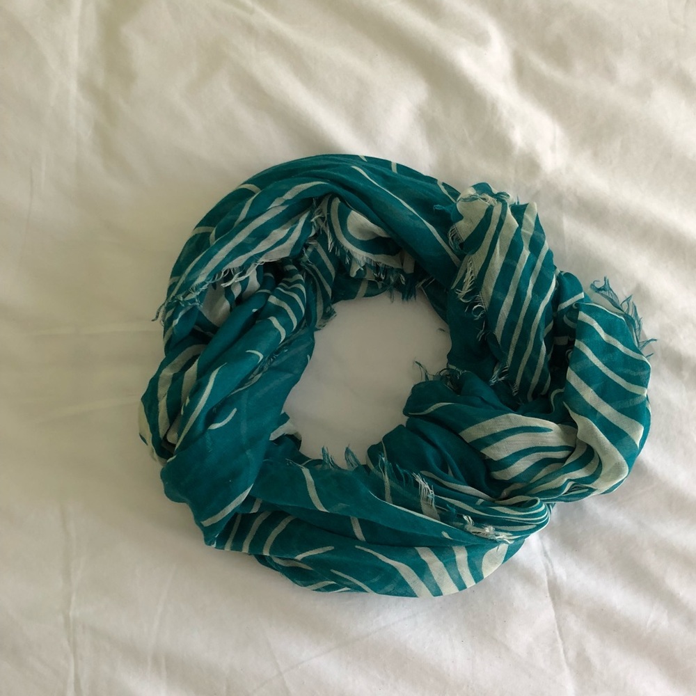 Turquoise peacock patterned scarf